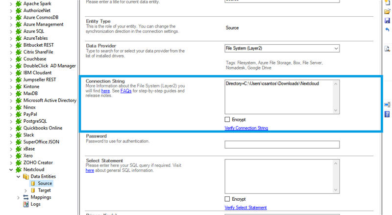 Step 2.5 Nextcloud integration connection string setup.png