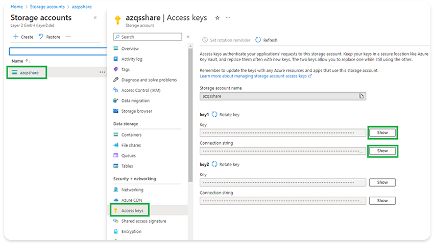 Account Name, Account Key and Endpoint Suffix