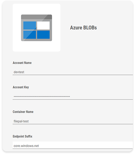 Account Name, Account Key and Endpoint Suffix