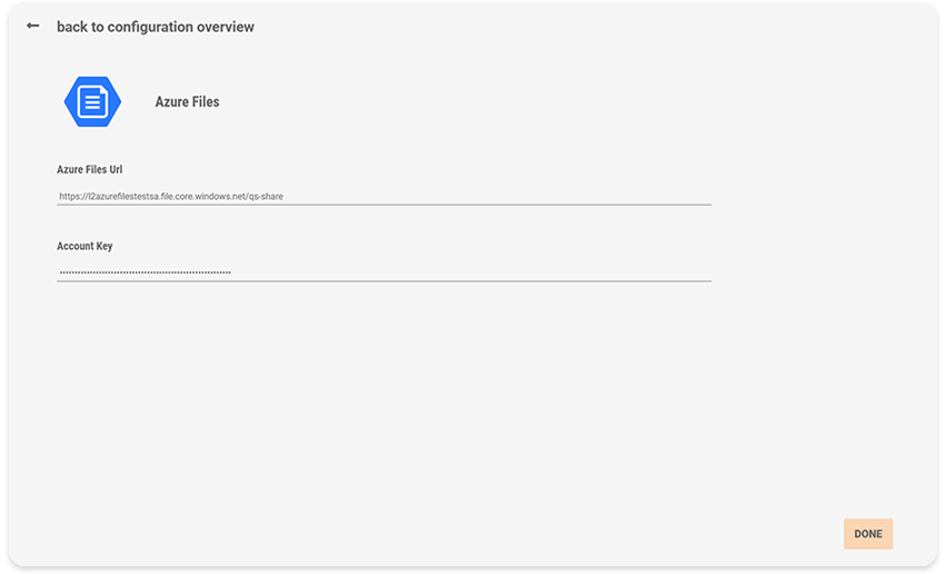 Azure Files URL and Key